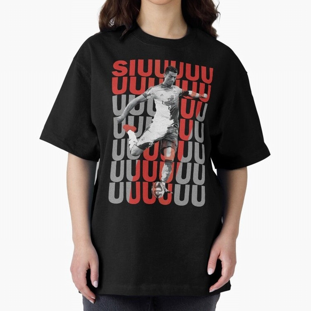 Siuuuuuu Cristiano Ronaldo Oversized T-Shirt Celebrate the Biggest Stage of Match Day Hype around FIFA World Cup 2026, Messi, CR7 and Mbappe, France and Portugal, Tournament Hype, Historic Matchups, Family Viewing Parties and Global Sports Pride;
