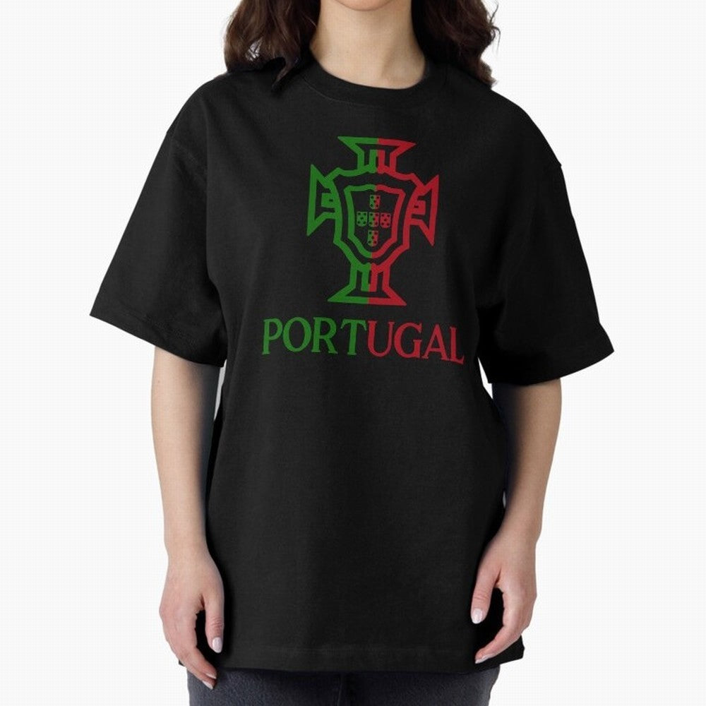 Portugal Tuga Oversized T-Shirt Show Your Love for Global Football Passion for FIFA World Cup 2026, Built around CR7 and Messi, Portugal, Sports Nostalgia, International Competition, Famous Players and Unforgettable Victories; Ideal for Passionate
