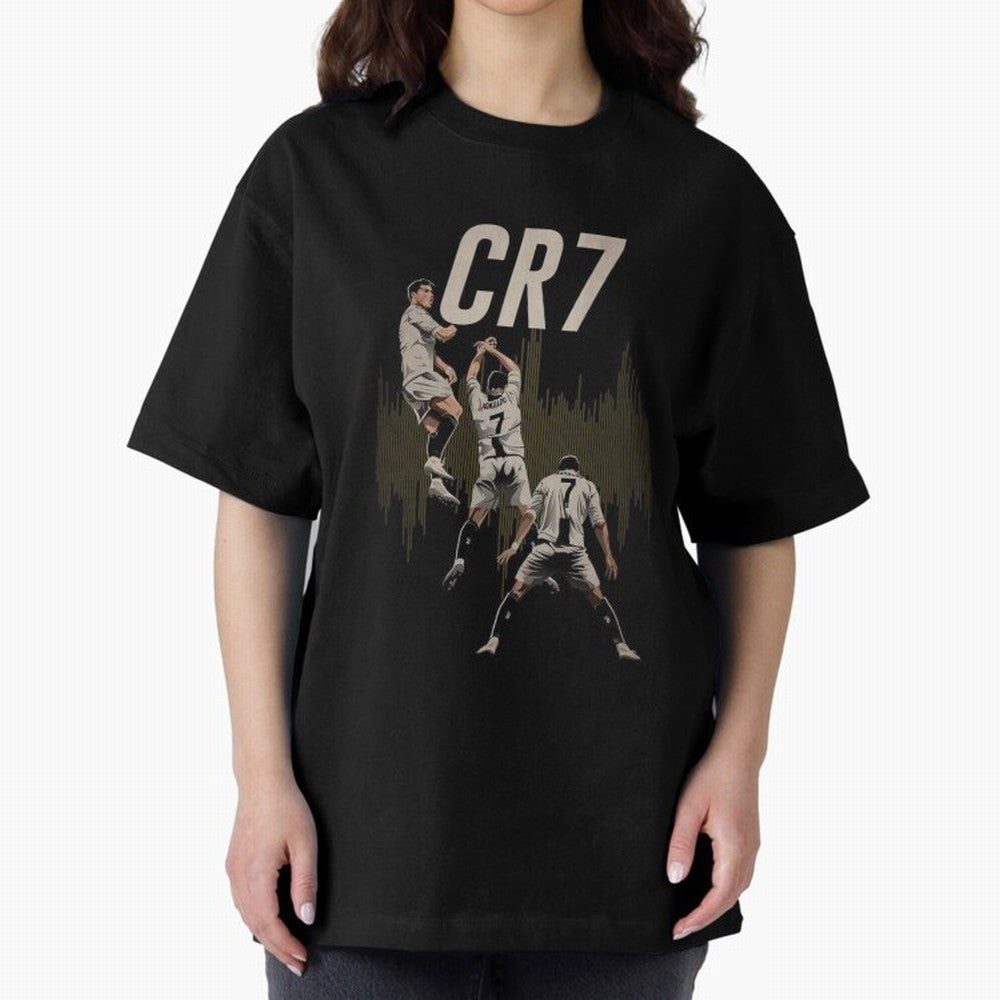 Illustration Ronaldo Design Oversized T-Shirt Fuel Your Fan Pride for Global Football Passion for FIFA World Cup 2026 USA Canada Mexico, Capturing Haaland and Mbappe, England, Vintage Soccer Flavor, Modern Football Stars, National Flags and Final