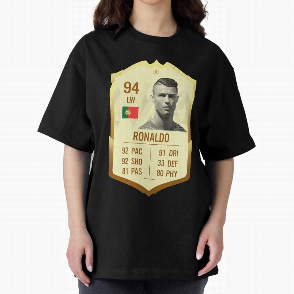 Cristiano Ronaldo Ultimate Card Oversized T-Shirt Treasure FIFA World Cup 2026 for Fans of Mbappe and Neymar and Spain, Bringing Football History, Final Match Energy, Crowd Noise and Once in a Lifetime Moments; Great for Watch Parties, Sports Bars,