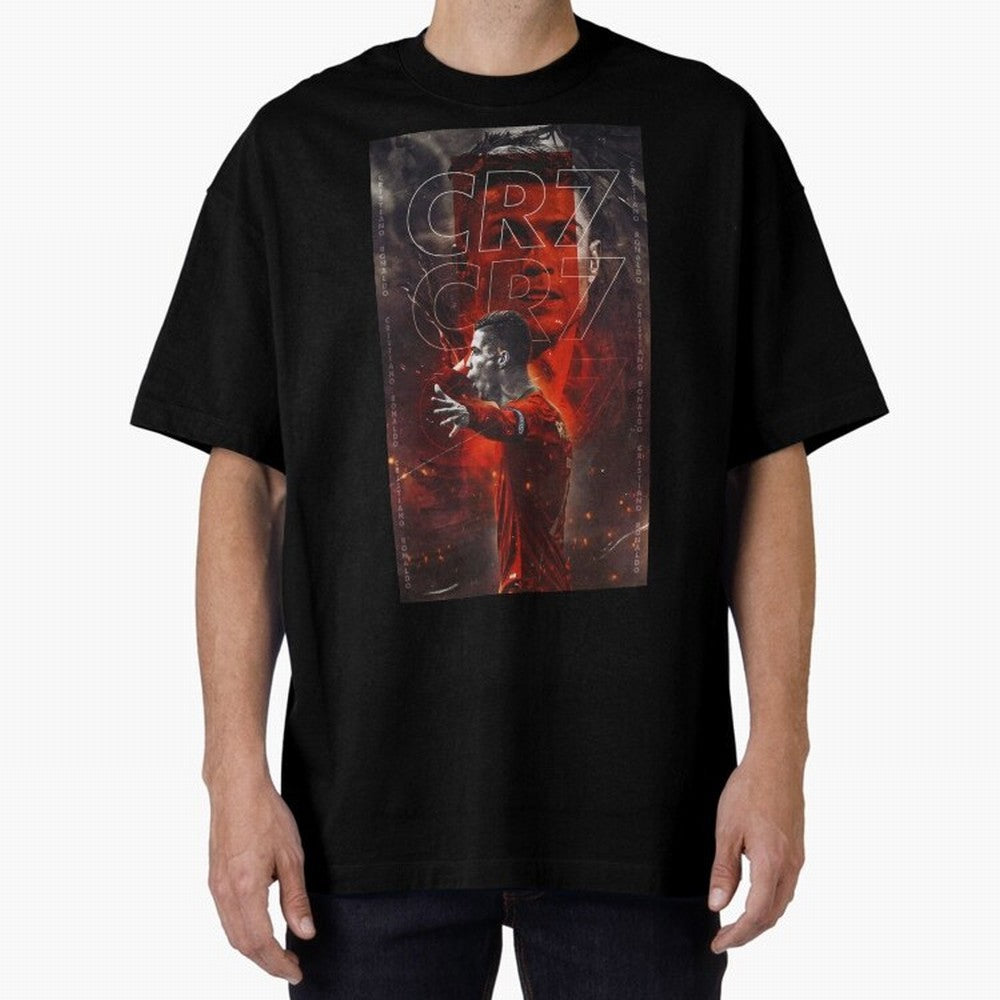Cristiano Ronaldo Art Oversized T-Shirt Carry the Colors and Pride of Global Football Passion for FIFA World Cup 2026 Group Stage, Centered on Haaland and Mbappe, England, France and Netherlands, Worldwide Fan Energy, Dramatic Goals, Stadium Lights