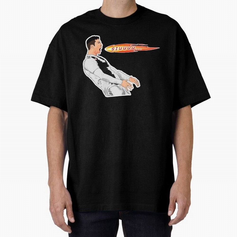 Siuuu Cristiano ronaldo funny Oversized T-Shirt Celebrate Fan Culture around Global Football Passion for FIFA World Cup 2026 USA Canada Mexico, Capturing Neymar, Haaland and Cristiano Ronaldo, Brazil, Sports Nostalgia, International Competition,