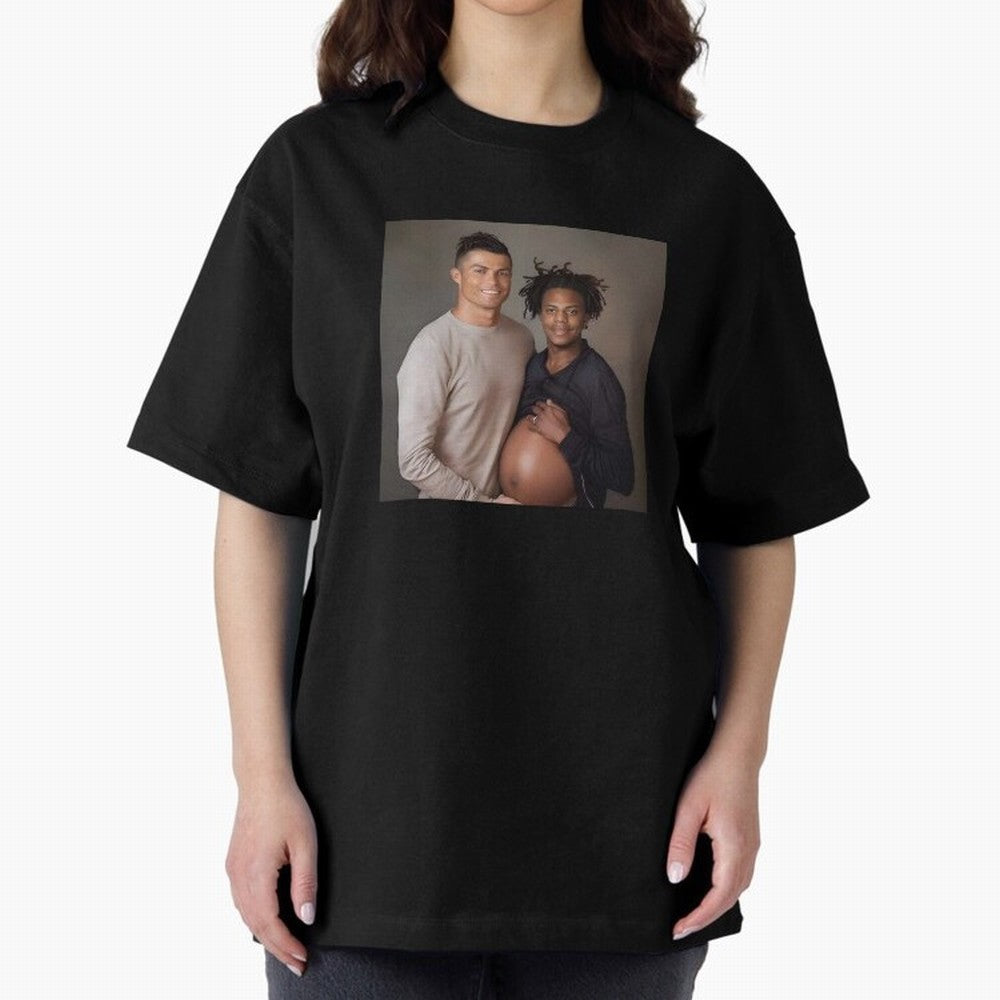 Cristiano Ronaldo and IShowSpeed pregnant. Oversized T-Shirt Discover FIFA World Cup 2026 Spirit, Driven by Spain, Messi, Supporter Pride, Iconic Celebrations, Legendary Names and Global Match Day Energy; Ideal for Fans Who Follow Messi, Cristiano