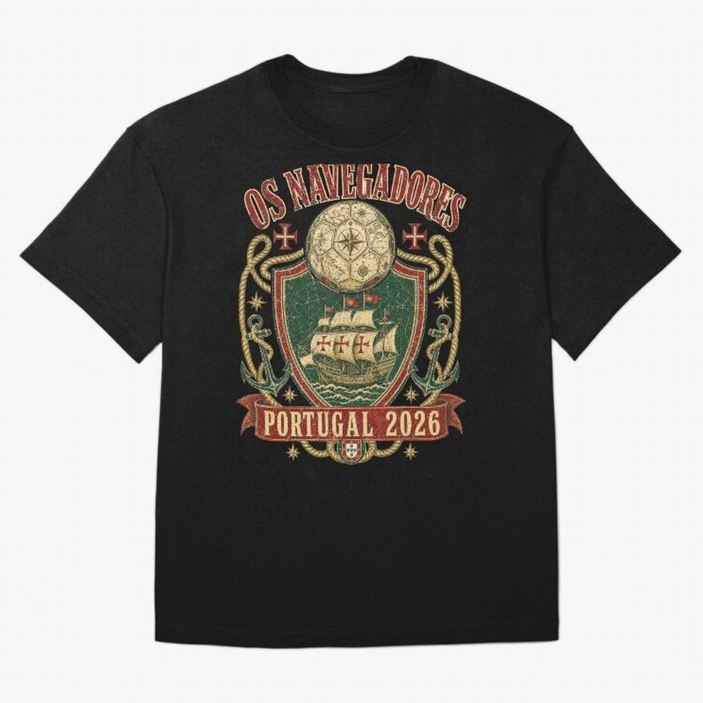 Os Navegadores Portugal 2026 World Cup Soccer T-Shirt Oversized T-Shirt Share the Excitement of FIFA World Cup 2026 Group Stage for Fans of Haaland and Mbappe and England and Germany, Bringing Championship Spirit, Famous Goals, Roaring Crowds and