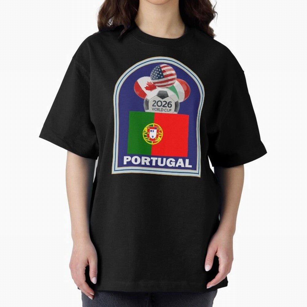 Portugal 2026 Soccer T-shirt Oversized T-Shirt Celebrate Classic Football Spirit in FIFA World Cup 2026 Group Stage for Fans of Haaland and France, Bringing Soccer Culture, Superstar Moments, National Team Dreams and Competitive Fire; Ideal for