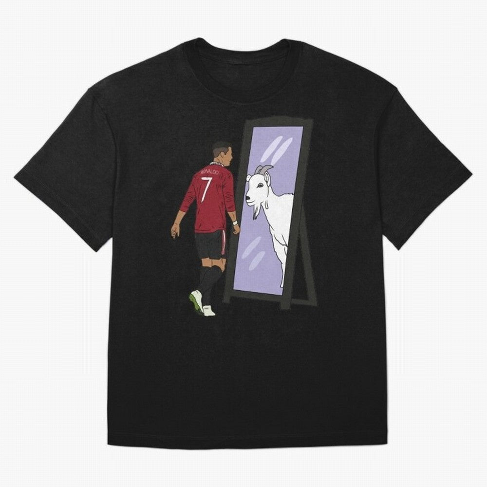 Cristiano Ronaldo Mirror GOAT Oversized T-Shirt Fuel Your Fan Pride for FIFA World Cup 2026 Spirit, Capturing France, Haaland and Mbappe, Football History, Final Match Energy, Crowd Noise and Once in a Lifetime Moments; Made for Collectors Who