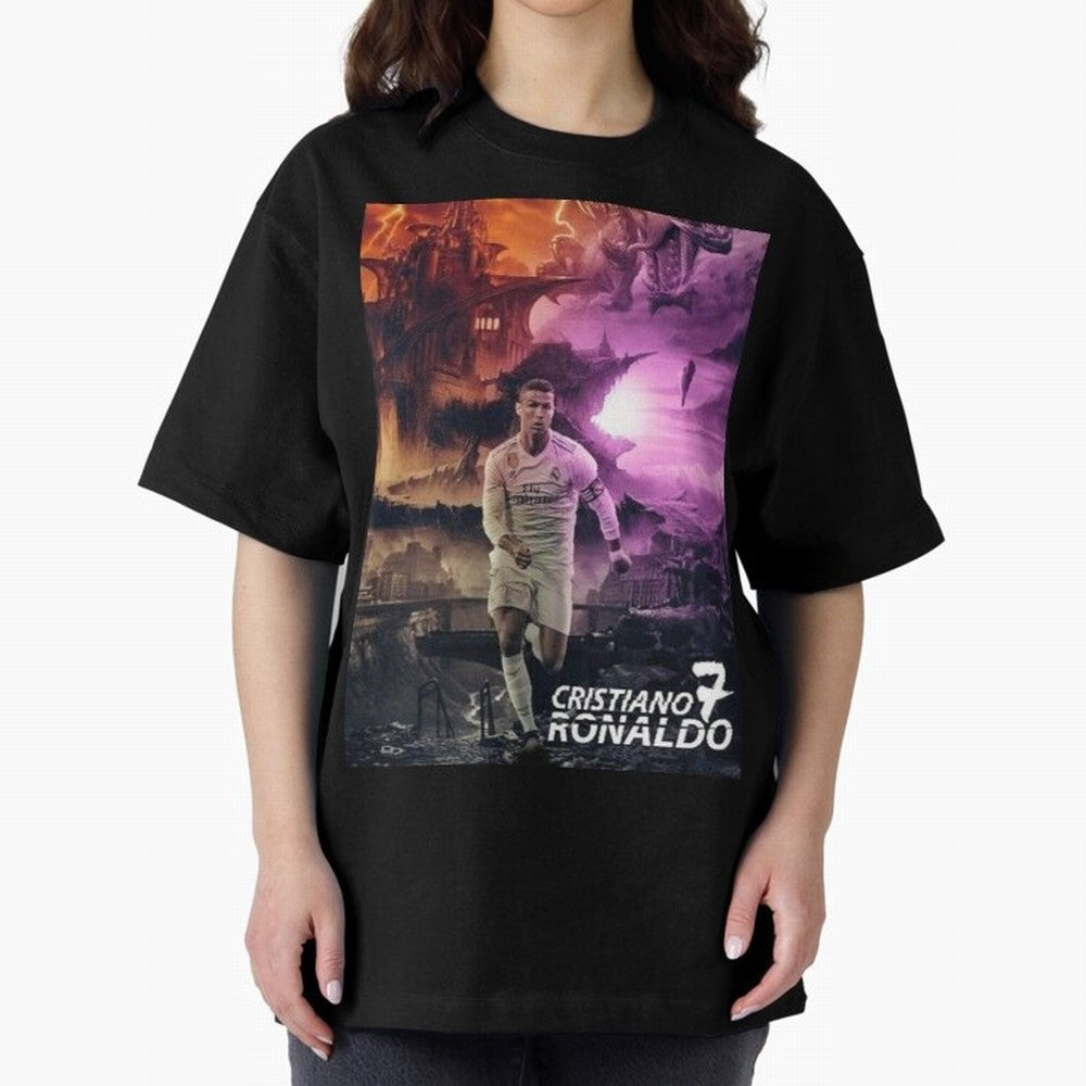Cristiano Ronaldo | CR7 Design Oversized T-Shirt Bring Match Day Fire to FIFA World Cup 2026 USA Canada Mexico for Fans of Cristiano Ronaldo and Spain, Bringing Football Festival Excitement, Trophy Ambitions, Country Rivalries and Star Player Buzz;