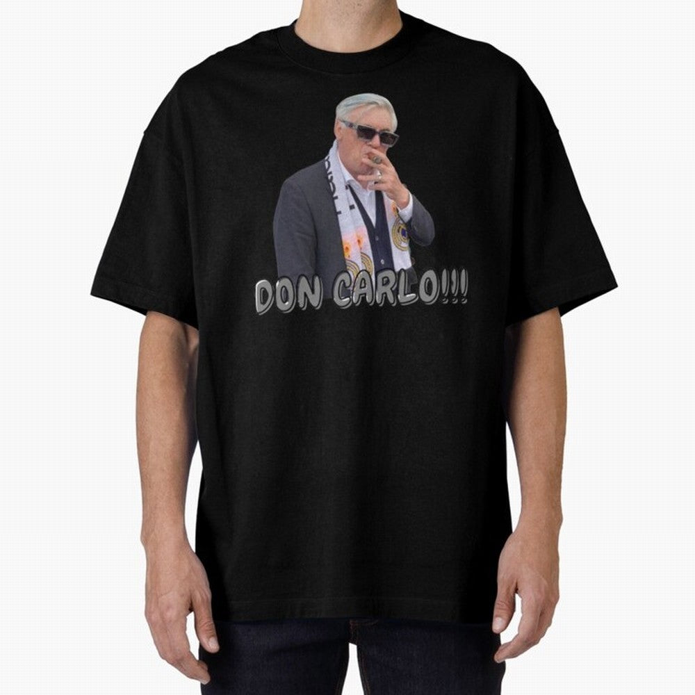 Don Carlo Ancelotti Oversized T-Shirt Show Championship Spirit for Match Day Hype around FIFA World Cup 2026, Cristiano Ronaldo, Argentina, Goal Celebration Energy, Supporter Heritage, Football Icons and Worldwide Tournament Joy; Ideal for Football