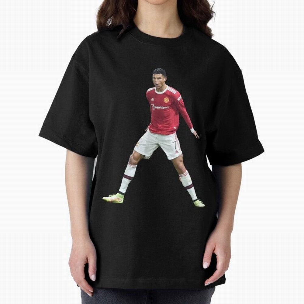 Ronaldo in Flight Oversized T-Shirt Build the FIFA World Cup 2026 USA Canada Mexico Journey through Messi, Neymar and Mbappe Highlights, England and Germany Pride, Game Day Rituals, Football Legends, Country Pride and the Road to the Final; Ideal