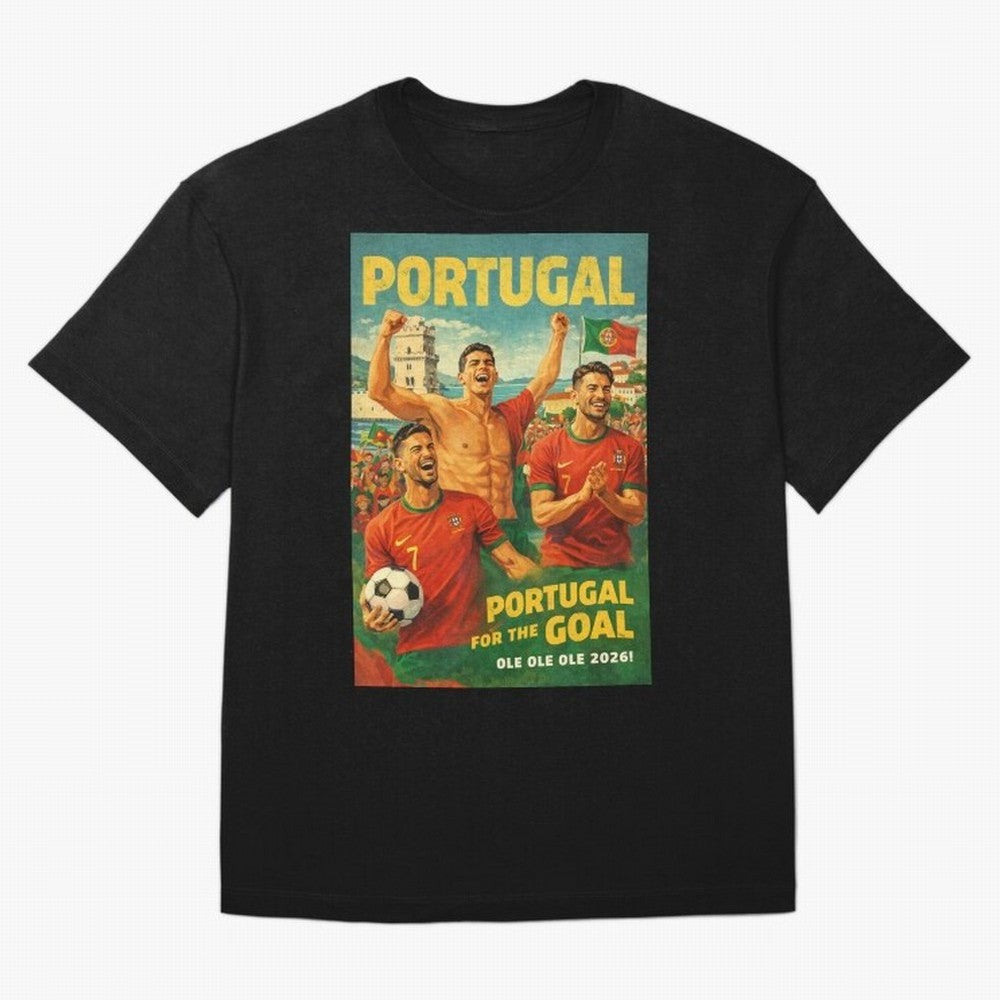 Portugal Lisbon Bel¨¦m Tower Cristiano Ronaldo FIFA World Cup Football Celebration Oversized T-Shirt Showcase FIFA World Cup 2026 Group Stage for Fans of CR7 and France and Portugal, Bringing Retro Football Energy, Iconic Rivalries, Trophy Chase
