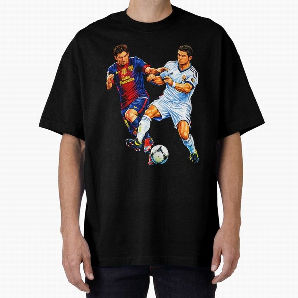 2 GOATS Oversized T-Shirt Honor the Beautiful Game during FIFA World Cup 2026 for Fans of Messi, CR7 and Mbappe and Germany, Bringing Stadium Chants, National Pride, Trophy Dreams and Unforgettable Football Memories; Ideal for Football Dads,