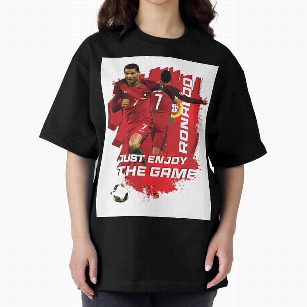 Cristiano Ronaldo Oversized T-Shirt Spotlight Match Day Hype around FIFA World Cup 2026 Group Stage, Messi, Brazil, Retro Football Energy, Iconic Rivalries, Trophy Chase Drama and Stadium Atmosphere; Built for Supporters Chasing Trophy Dreams,