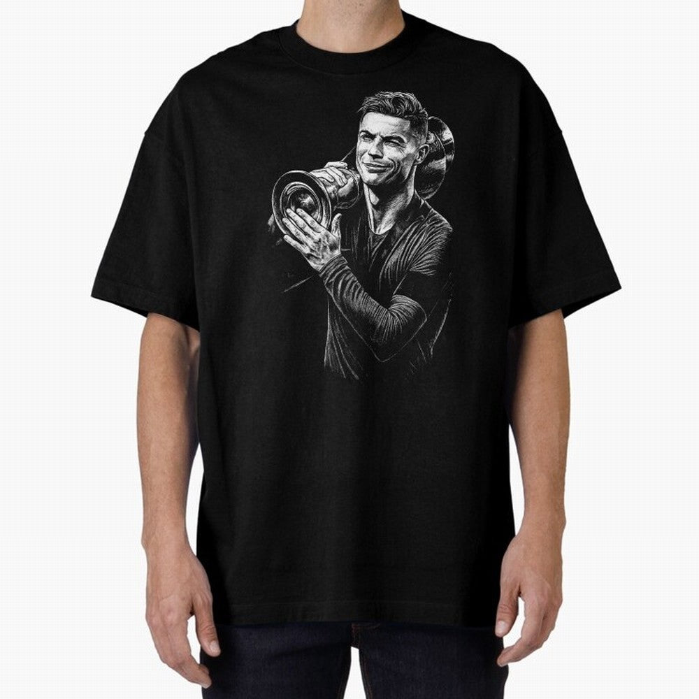 Cristiano Ronaldo Nations League Cup Oversized T-Shirt Stand with Global Football Passion for FIFA World Cup 2026 Group Stage, Driven by Mbappe and Neymar, Argentina, Championship Spirit, Famous Goals, Roaring Crowds and International Football