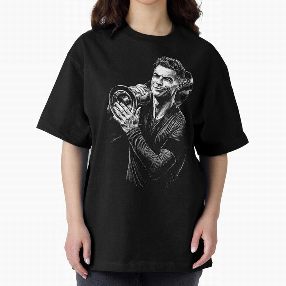 Cristiano Ronaldo Nations League Cup Oversized T-Shirt Stand with Global Football Passion for FIFA World Cup 2026 Group Stage, Driven by Mbappe and Neymar, Argentina, Championship Spirit, Famous Goals, Roaring Crowds and International Football