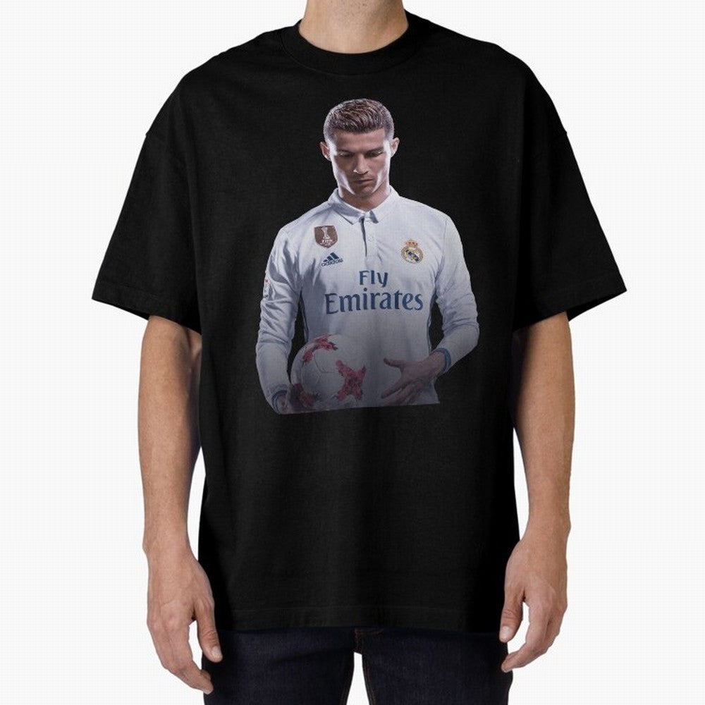Ronaldo Madrid Jersey Poster Oversized T-Shirt Get Ready for Global Football Passion for FIFA World Cup 2026 USA Canada Mexico, Driven by Messi, Neymar and Mbappe, England, France and Netherlands, Match Day Excitement, Supporter Culture, Golden
