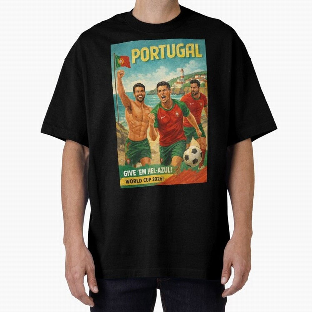 Portugal Hel-Azul Spirit at Cabo da Roca and Bel¨¦m Tower for FIFA World Cup 2026 Oversized T-Shirt Bring a Vintage Feel to FIFA World Cup 2026 Group Stage Inspired by Cristiano Ronaldo, Haaland and CR7, Germany Energy, Football History, Final