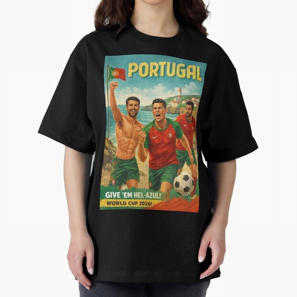 Portugal Hel-Azul Spirit at Cabo da Roca and Bel¨¦m Tower for FIFA World Cup 2026 Oversized T-Shirt Bring a Vintage Feel to FIFA World Cup 2026 Group Stage Inspired by Cristiano Ronaldo, Haaland and CR7, Germany Energy, Football History, Final