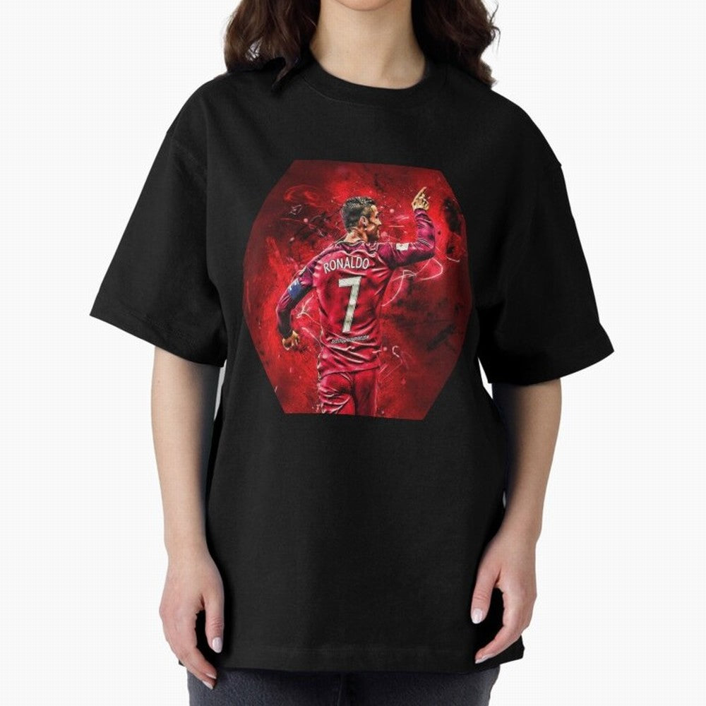 CR7 Art Oversized T-Shirt Bring International Match Energy to FIFA World Cup 2026 for Fans of CR7 and Argentina, Bringing Vintage Soccer Flavor, Modern Football Stars, National Flags and Final Night Emotion; Created for Match Day Parties, Soccer