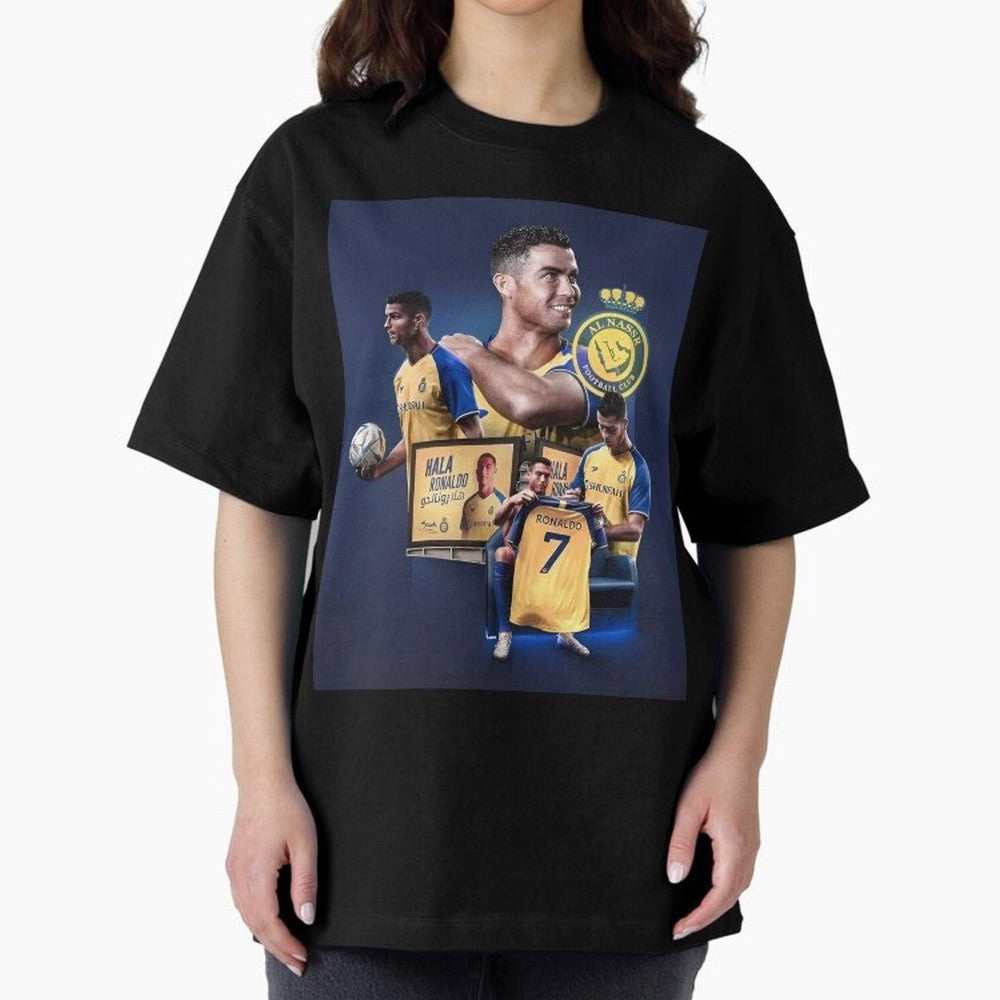 Art Cristiano Ronaldo Wallpaper Oversized T-Shirt Keep Football History Alive during FIFA World Cup 2026 Group Stage Spirit, Filled with Brazil, Messi, Neymar and Mbappe, Vintage Soccer Flavor, Modern Football Stars, National Flags and Final Night