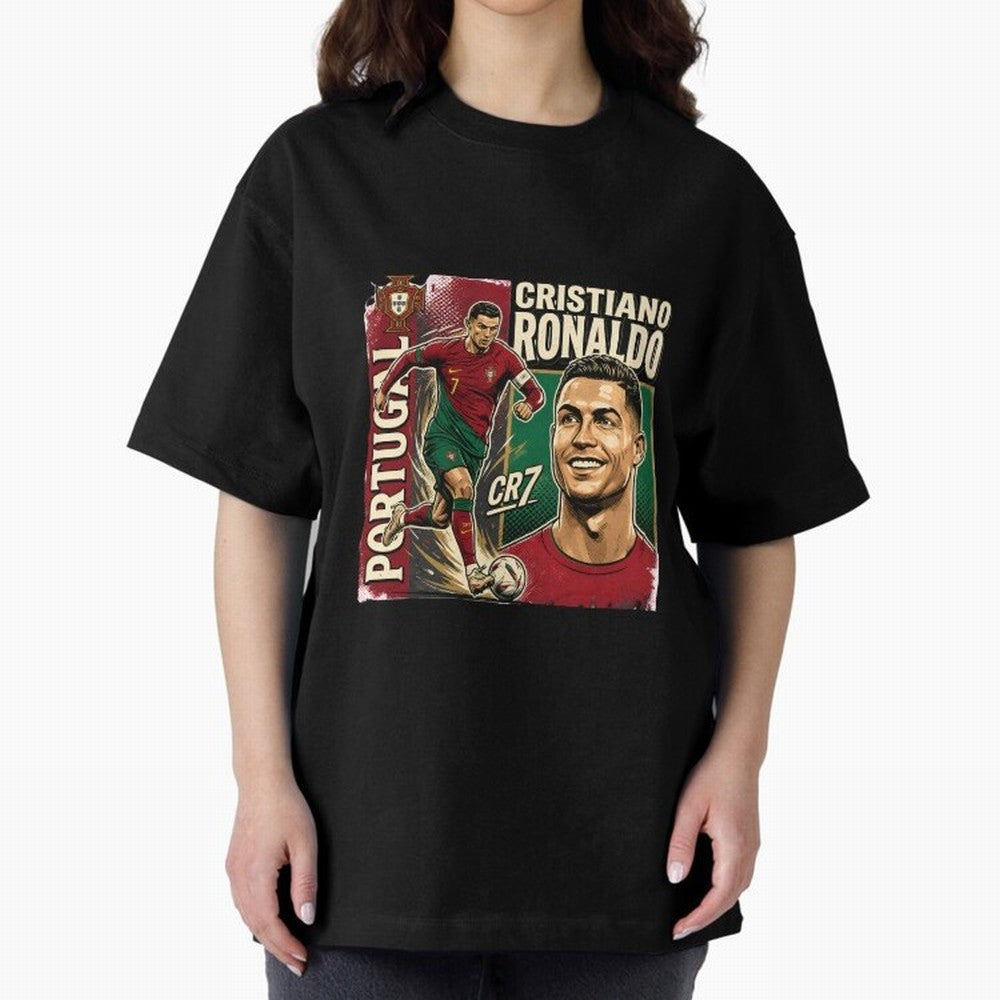 Ronaldo Portugal Vintage Oversized T-Shirt Capture FIFA World Cup 2026 for Fans of Neymar and Argentina and Brazil, Bringing Worldwide Fan Energy, Dramatic Goals, Stadium Lights and Championship Celebrations; Perfect for Supporters Who Want Bold