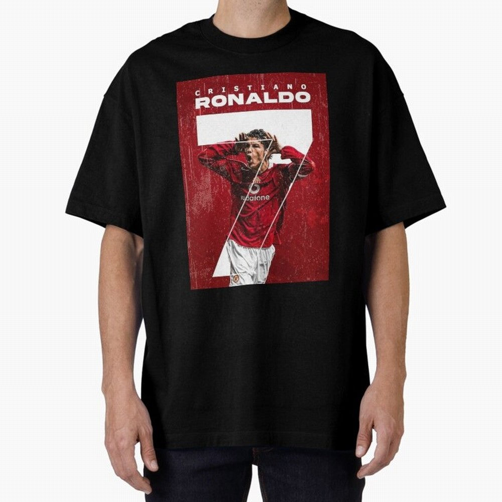 Cristiano Ronaldo Oversized T-Shirt Feel the Heartbeat of FIFA World Cup 2026 Group Stage for Fans of Mbappe and Spain and Netherlands, Bringing Retro Football Energy, Iconic Rivalries, Trophy Chase Drama and Stadium Atmosphere; Perfect for Fans,