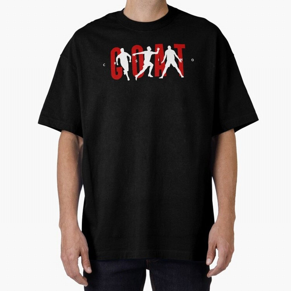 Cristiano Ronaldo Goat Oversized T-Shirt Keep Football History Alive during FIFA World Cup 2026 USA Canada Mexico Spirit, with Spain and Netherlands, CR7, Tournament Hype, Historic Matchups, Family Viewing Parties and Global Sports Pride; Ideal for