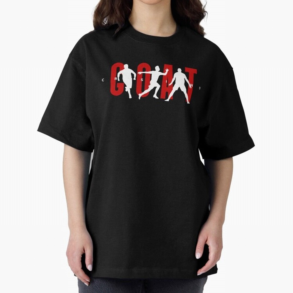 Cristiano Ronaldo Goat Oversized T-Shirt Keep Football History Alive during FIFA World Cup 2026 USA Canada Mexico Spirit, with Spain and Netherlands, CR7, Tournament Hype, Historic Matchups, Family Viewing Parties and Global Sports Pride; Ideal for