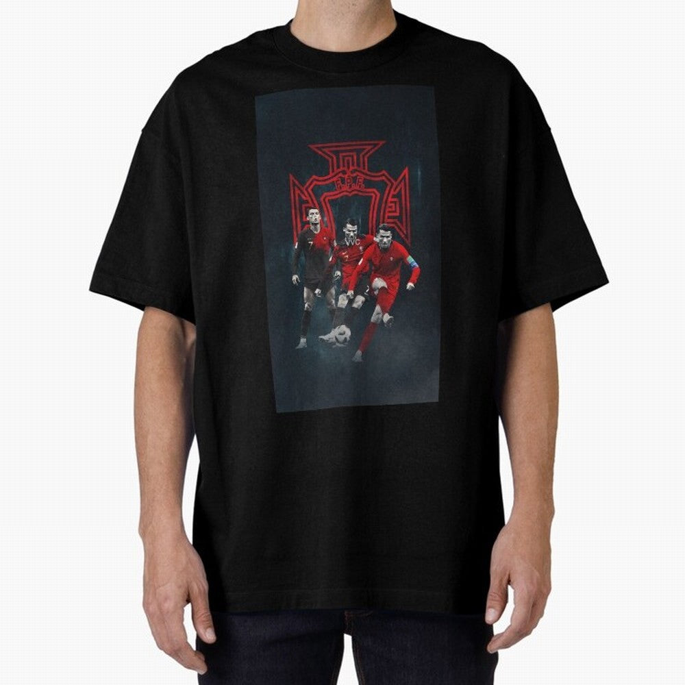 Art CR7 Wallpaper Oversized T-Shirt Spotlight the FIFA World Cup 2026 Journey through CR7 Highlights, Brazil Pride, Fan Favorite Moments, National Team Passion, Big Match Drama and Soccer History; Great for Supporters Who Love Legendary Players,