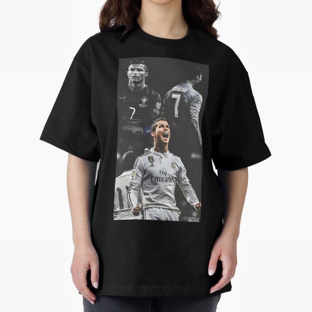 Cristiano Ronaldo CR7 Football Art Poster Oversized T-Shirt Celebrate Football Dreams Across FIFA World Cup 2026 Group Stage Spirit, Featuring Brazil, Messi, Neymar and Mbappe, Stadium Memories, Football Loyalty, International Chants and