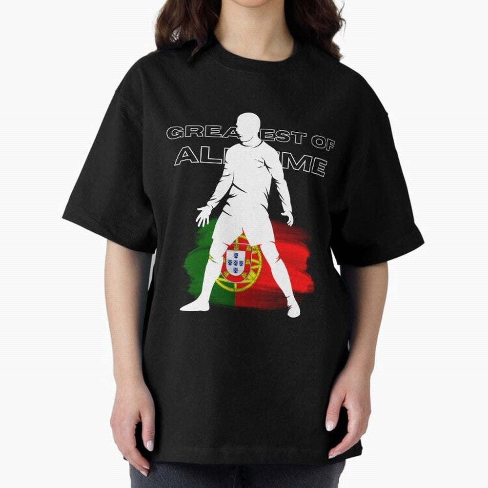 Cristiano Ronaldo Portugal Greatest Of All Time Oversized T-Shirt Cheer through Every Moment of Global Football Passion for FIFA World Cup 2026 USA Canada Mexico, Driven by Messi, Portugal, Spain and Germany, Vintage Soccer Flavor, Modern Football