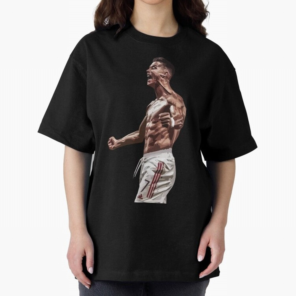 Cristiano Ronaldo - Celebration - CR7 - Manchester United Oversized T-Shirt Join the Global Buzz around Match Day Hype around FIFA World Cup 2026 Group Stage, Haaland, England, Vintage Soccer Flavor, Modern Football Stars, National Flags and Final