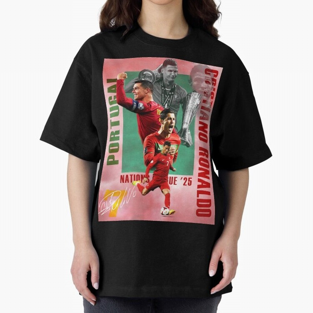 Cristiano Ronaldo Portugal Football Legend Oversized T-Shirt Relive FIFA World Cup 2026 USA Canada Mexico for Fans of Mbappe and Neymar and Brazil, Portugal and Argentina, Bringing Goal Celebration Energy, Supporter Heritage, Football Icons and