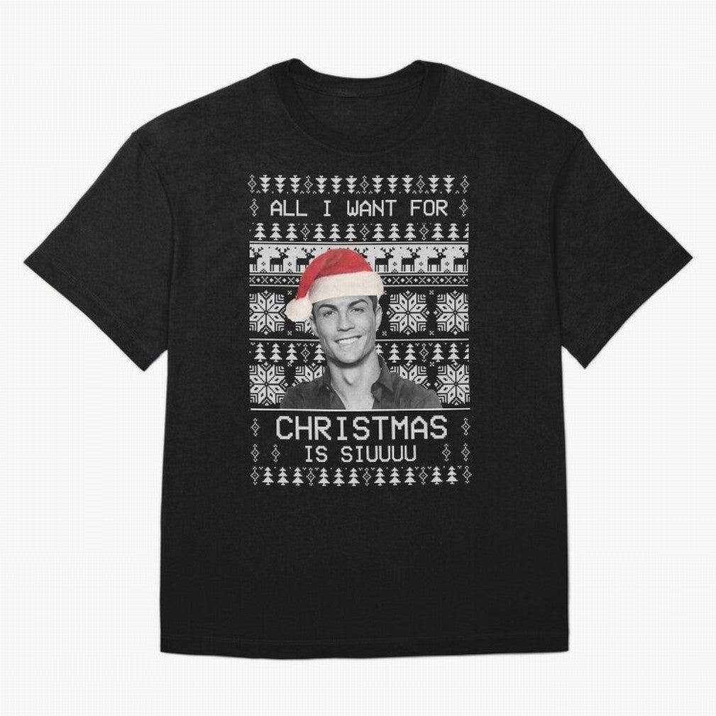 cristiano ronaldo siuuu funny christmas sweater Oversized T-Shirt Support FIFA World Cup 2026 USA Canada Mexico Filled with Cristiano Ronaldo, Haaland and CR7, Spain and Netherlands Energy, Soccer Culture, Superstar Moments, National Team Dreams