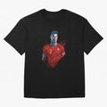 Cristiano Ronaldo splash art Oversized T-Shirt Support the FIFA World Cup 2026 Group Stage Journey through CR7 and Messi Highlights, Spain Pride, Championship Spirit, Famous Goals, Roaring Crowds and International Football Unity; Ideal for Fans Who
