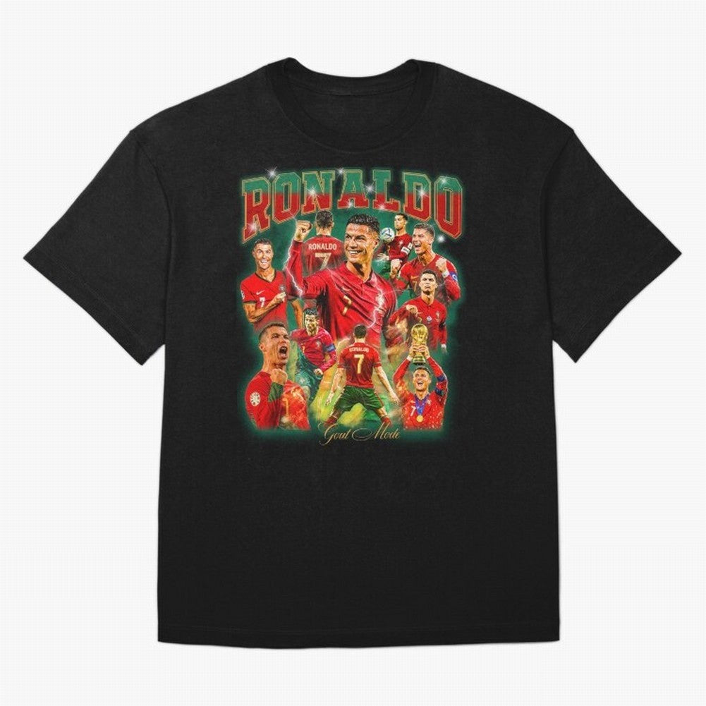 Ronaldo Vintage Bootleg Design Oversized T-Shirt Show Support during Global Football Passion for FIFA World Cup 2026 USA Canada Mexico, Inspired by CR7, Spain, Stadium Memories, Football Loyalty, International Chants and Championship Tradition;