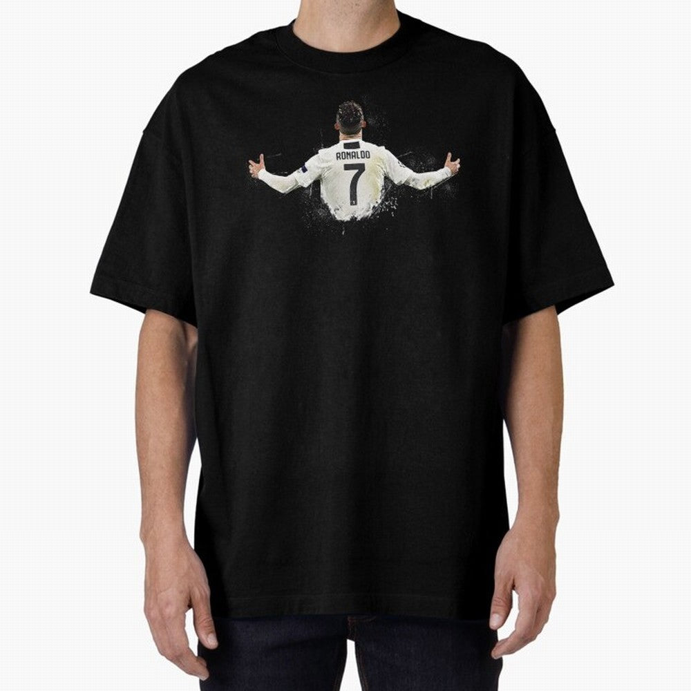 Cristiano Ronaldo Juventus Abstract Paintings Oversized T-Shirt Carry the Colors and Pride of Match Day Hype around FIFA World Cup 2026 USA Canada Mexico, Messi, Neymar and Mbappe, Portugal, Championship Spirit, Famous Goals, Roaring Crowds and