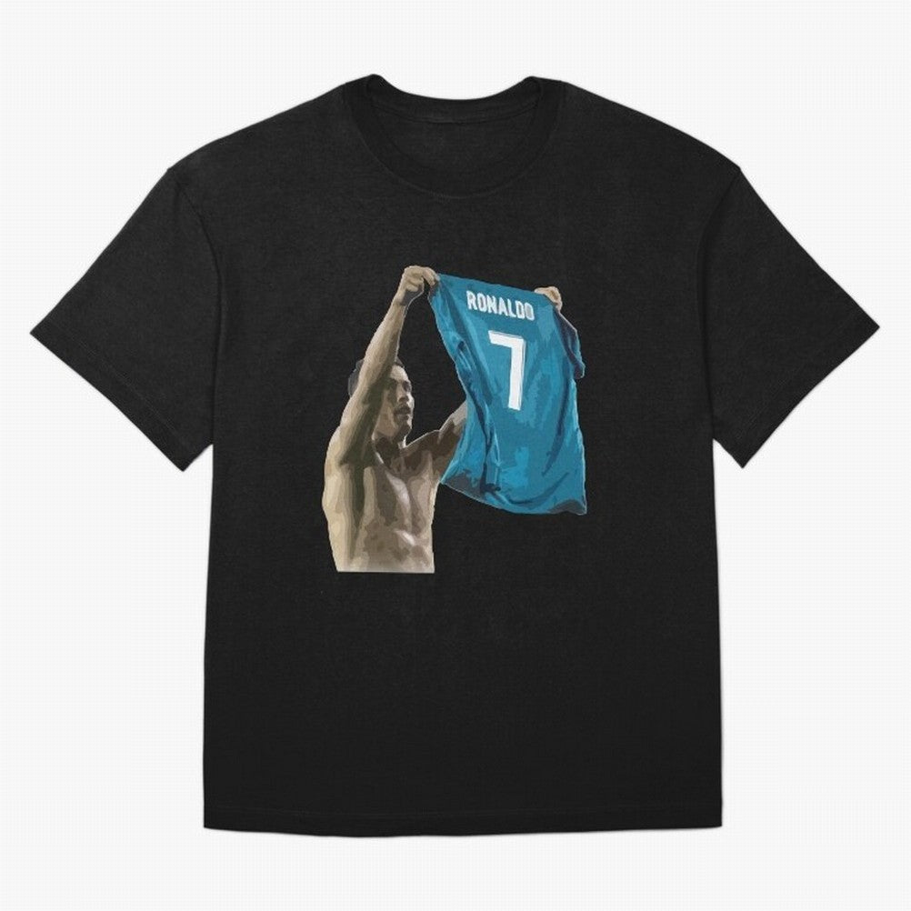 Cristiano Ronaldo celebration goal against Barcelona Oversized T-Shirt Relive Legendary Nights from FIFA World Cup 2026 Group Stage Spirit, Centered on Brazil, Portugal and Argentina, Messi and Cristiano Ronaldo, Championship Spirit, Famous Goals,