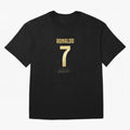 CR7 Cristiano Ronaldo Black And Gold Luxury Drawstring Bag Oversized T-Shirt Show Championship Spirit for the FIFA World Cup 2026 USA Canada Mexico Journey through Neymar Highlights, Netherlands Pride, Tournament Hype, Historic Matchups, Family