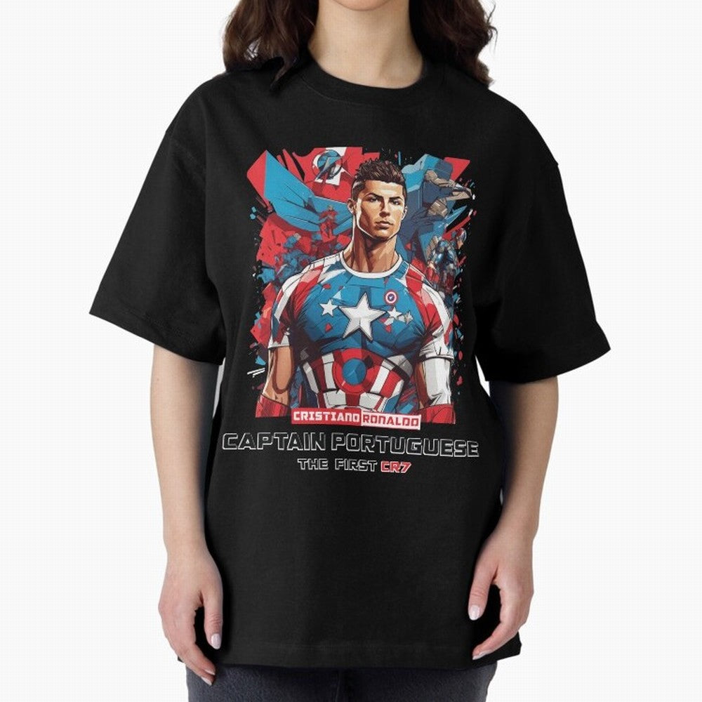Cristiano Ronaldo Captain Portuguese Oversized T-Shirt Represent FIFA World Cup 2026 Group Stage Driven by Neymar, Haaland and Cristiano Ronaldo, Brazil Energy, Retro Football Energy, Iconic Rivalries, Trophy Chase Drama and Stadium Atmosphere;