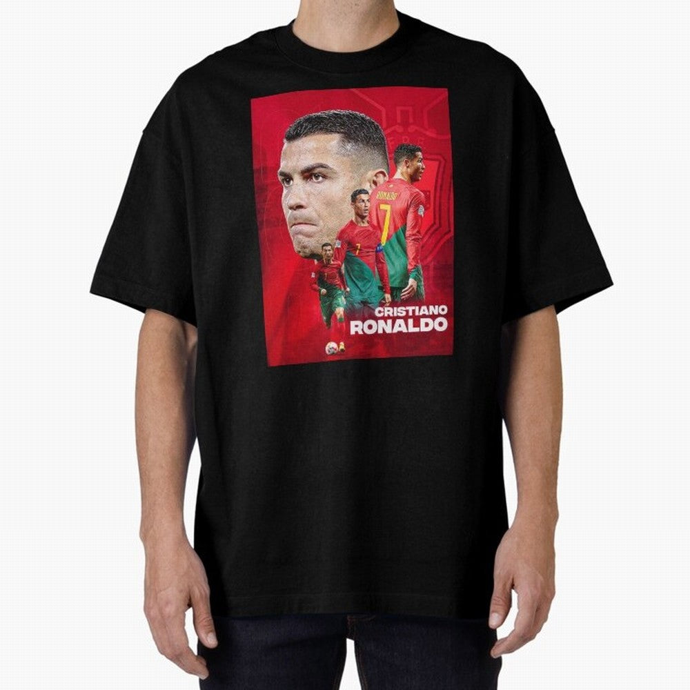 CRISTIANO RONALDO WORLD CUP 2022 Oversized T-Shirt Represent FIFA World Cup 2026 USA Canada Mexico Driven by Mbappe and Neymar, Spain Energy, Game Day Rituals, Football Legends, Country Pride and the Road to the Final; Ideal for Fans Who Follow