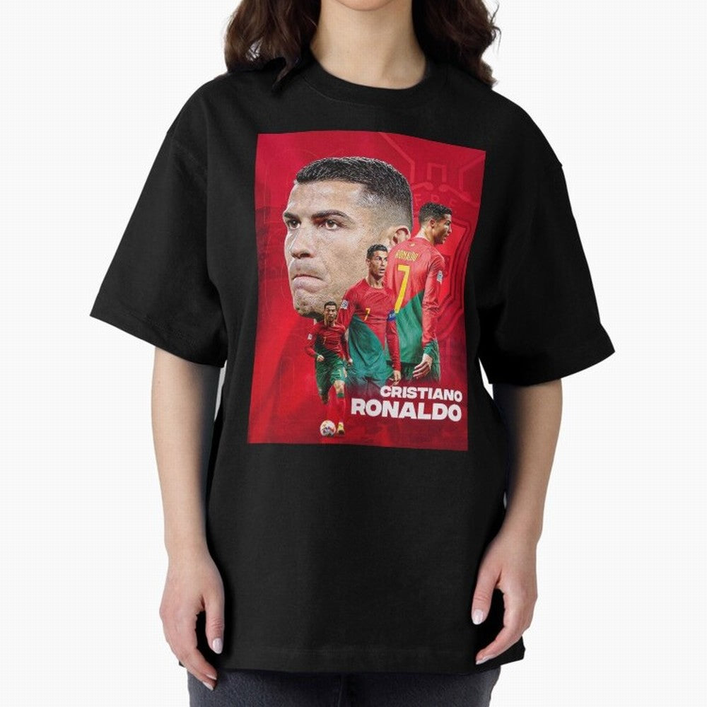 CRISTIANO RONALDO WORLD CUP 2022 Oversized T-Shirt Represent FIFA World Cup 2026 USA Canada Mexico Driven by Mbappe and Neymar, Spain Energy, Game Day Rituals, Football Legends, Country Pride and the Road to the Final; Ideal for Fans Who Follow