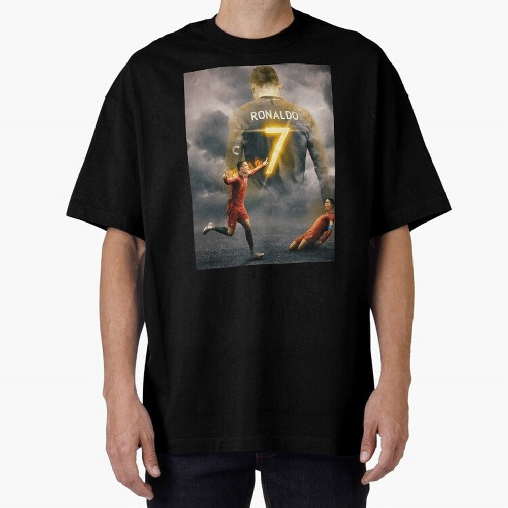 Art CR7 Wallpaper Oversized T-Shirt Celebrate the Next Chapter of FIFA World Cup 2026 Group Stage Spirit, Highlighting Spain, Messi, Neymar and Mbappe, Stadium Memories, Football Loyalty, International Chants and Championship Tradition; Ideal for