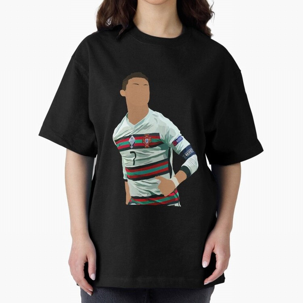 Cristiano Ronaldo Portugal Oversized T-Shirt Celebrate Every Goal in Global Football Passion for FIFA World Cup 2026, Filled with Messi, CR7 and Mbappe, Spain, Championship Spirit, Famous Goals, Roaring Crowds and International Football Unity;