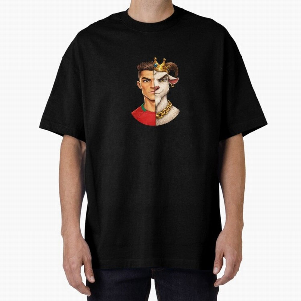 Half Man Half Goat - Cristiano Ronaldo Oversized T-Shirt Enjoy the FIFA World Cup 2026 Group Stage Journey through Neymar, Haaland and Cristiano Ronaldo Highlights, Spain Pride, Tournament Hype, Historic Matchups, Family Viewing Parties and Global