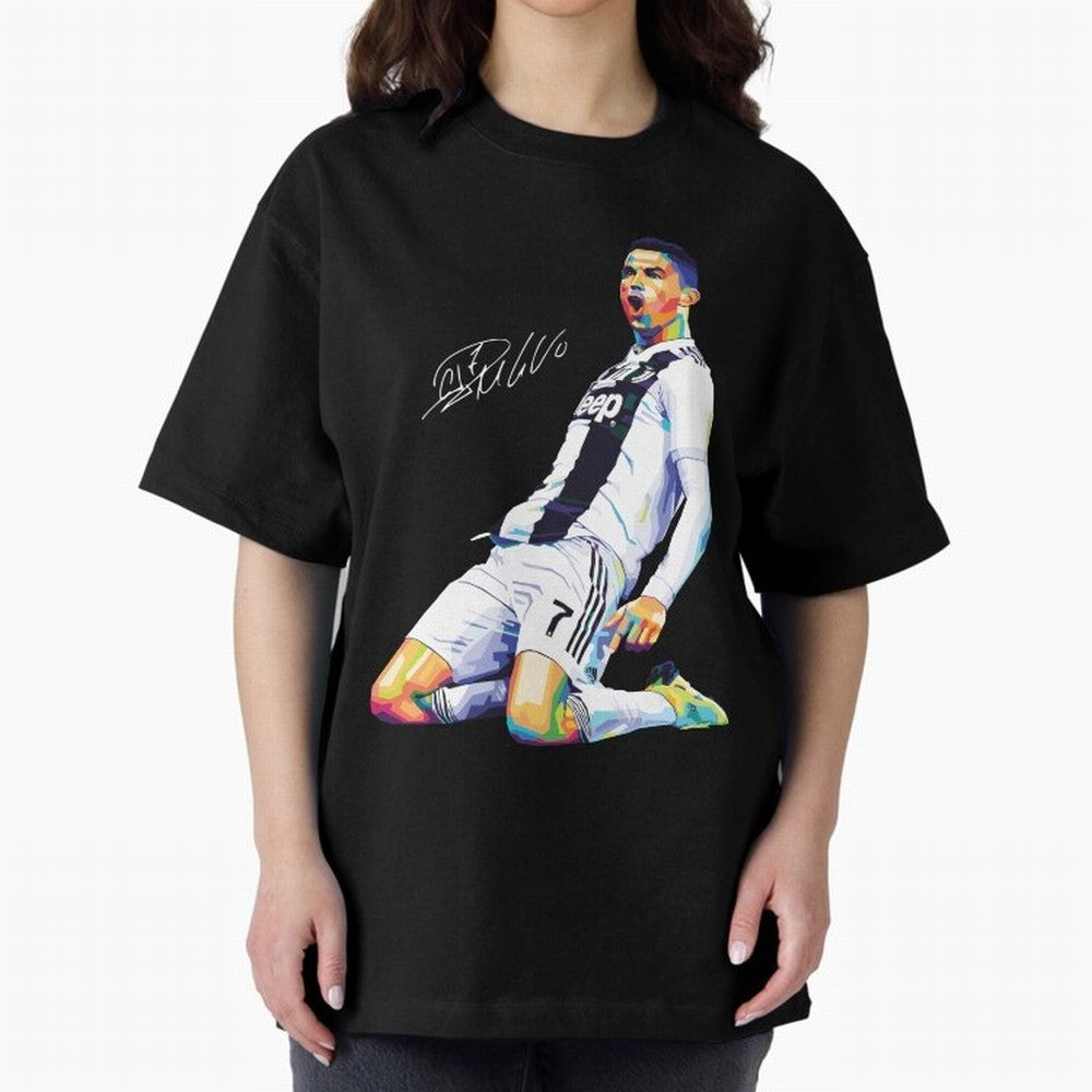 C Ronaldo Wpap Pop Art Oversized T-Shirt Celebrate Soccer Greatness during Match Day Hype around FIFA World Cup 2026, Messi, Brazil, Vintage Soccer Flavor, Modern Football Stars, National Flags and Final Night Emotion; Made for Collectors Who Enjoy
