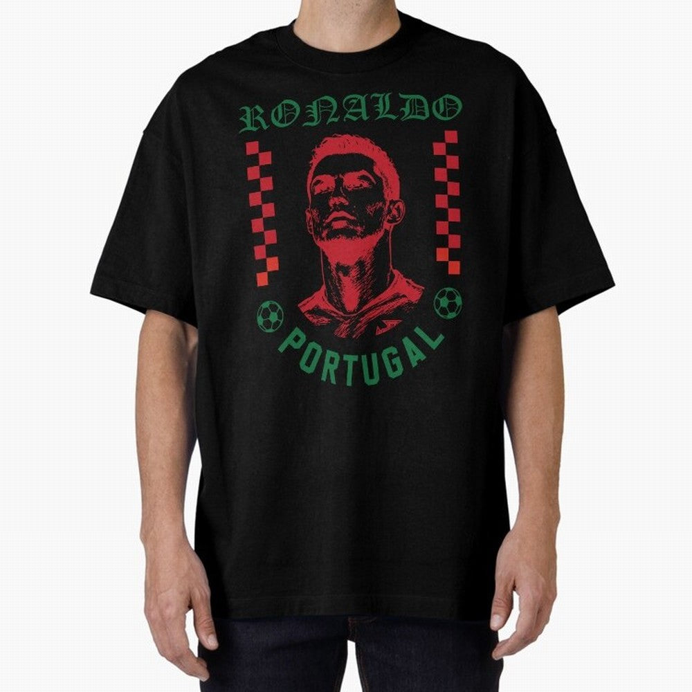 Cristiano Ronaldo Portugal Football Design World Cup Fan Art GOAT Soccer Oversized T-Shirt Celebrate Supporters United by FIFA World Cup 2026 Spirit, Featuring Spain, Haaland, Sports Nostalgia, International Competition, Famous Players and