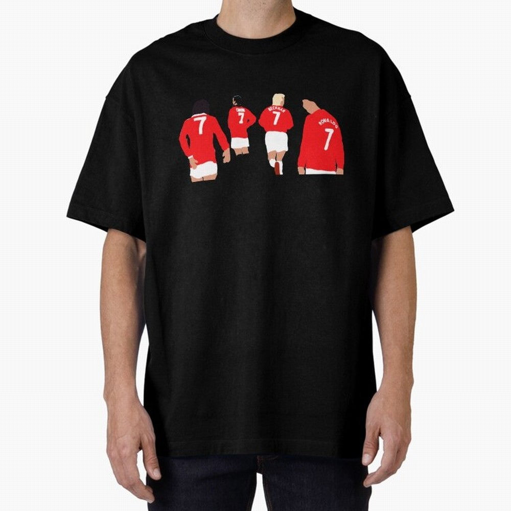 Manchester United Number 7 Legends Oversized T-Shirt Celebrate the Road through Global Football Passion for FIFA World Cup 2026 Group Stage, Highlighting Mbappe, France and Portugal, Goal Celebration Energy, Supporter Heritage, Football Icons and