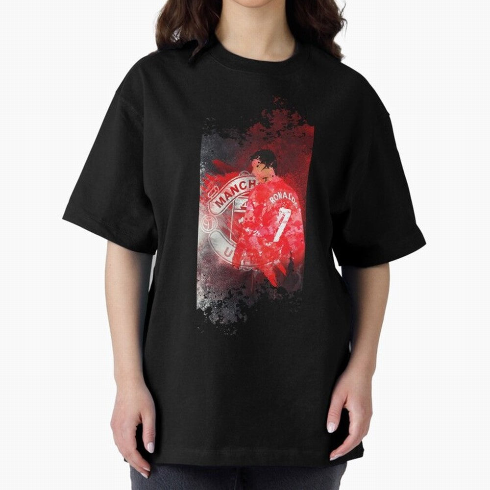 Ronaldo Illustration 002 Oversized T-Shirt Show Championship Spirit for Global Football Passion for FIFA World Cup 2026 Group Stage, Celebrating Cristiano Ronaldo, Haaland and CR7, Spain and Netherlands, Soccer Culture, Superstar Moments, National