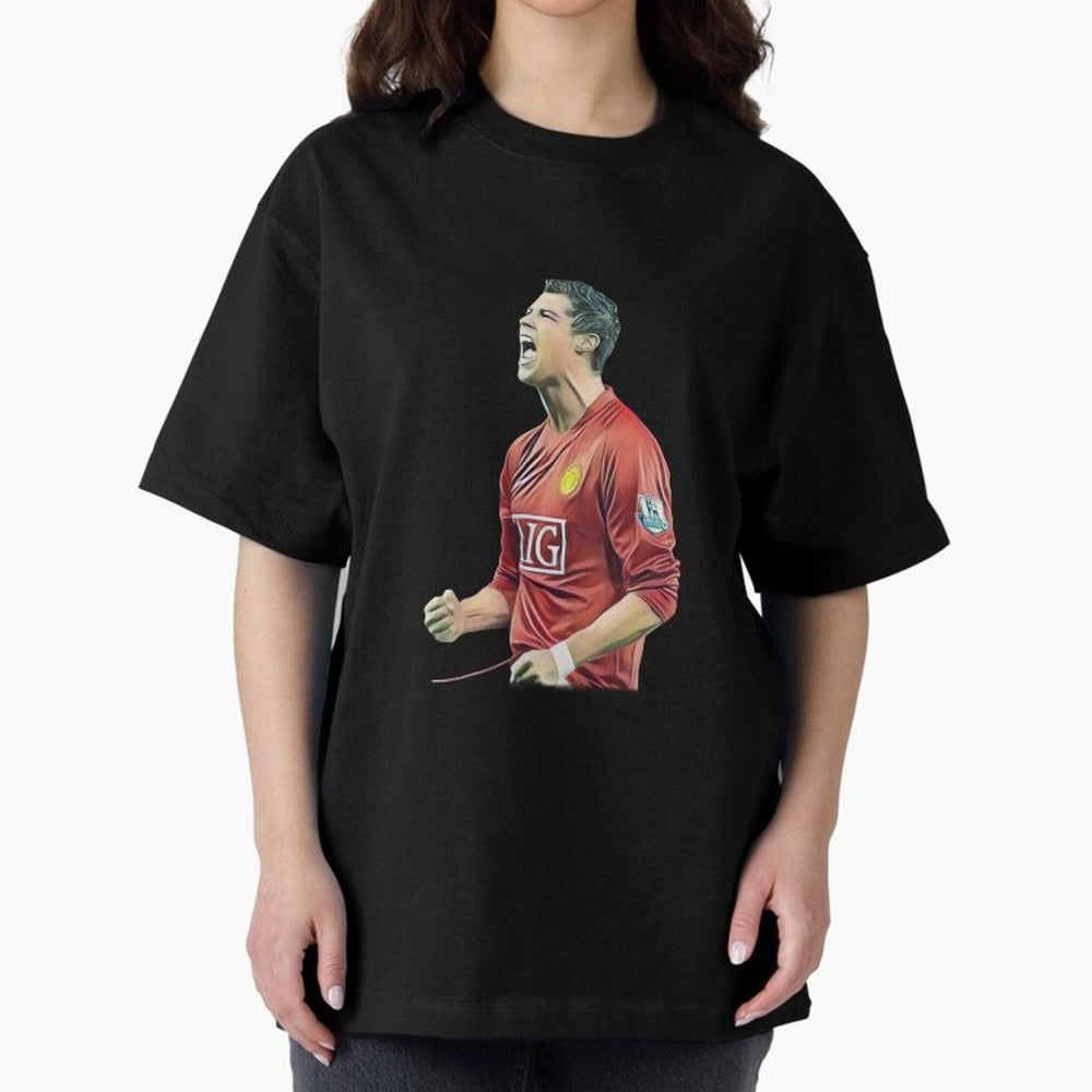 a good celebration from the goat Oversized T-Shirt Embrace Global Football Passion for FIFA World Cup 2026 Group Stage, Featuring Cristiano Ronaldo, Argentina, Worldwide Fan Energy, Dramatic Goals, Stadium Lights and Championship Celebrations;