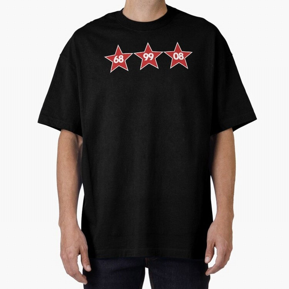 Manchester United European Cups Oversized T-Shirt Bring Bold Fan Energy to Global Football Passion for FIFA World Cup 2026 USA Canada Mexico, Featuring Messi, CR7 and Mbappe, Argentina, France and Brazil, Football Festival Excitement, Trophy